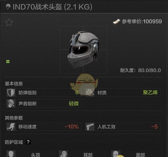 《暗区突围》IND70战术头盔属性一览