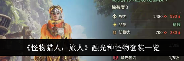 《怪物猎人:旅人》融光种怪物套装一览