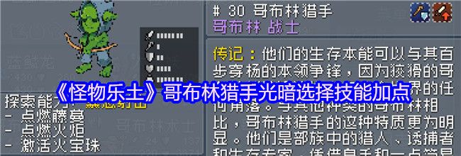 《怪物乐土》哥布林猎手光暗选择技能加点