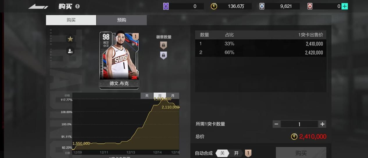 《美职篮全明星》德文布克属性介绍