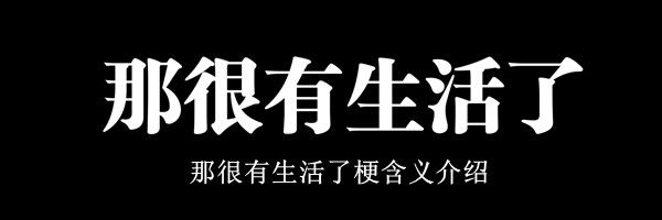 那很有生活了梗含义介绍