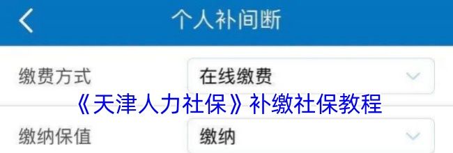 《天津人力社保》补缴社保教程