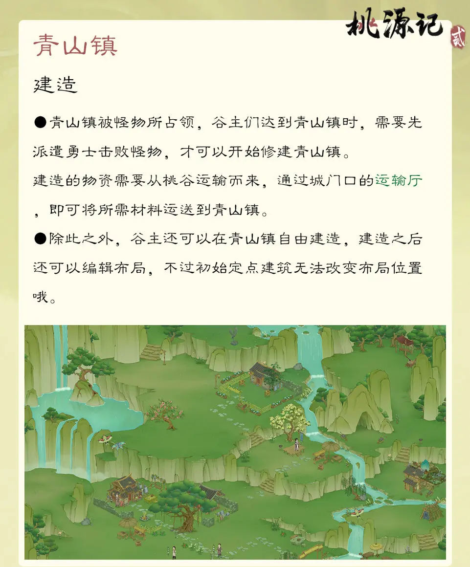 《桃源记2》谷外地图青山镇详细介绍