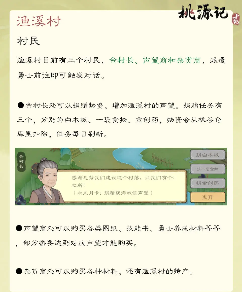 《桃源记2》谷外地图渔溪村玩法介绍