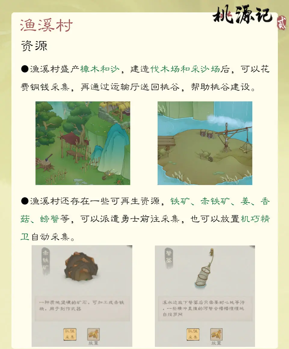 《桃源记2》谷外地图渔溪村玩法介绍