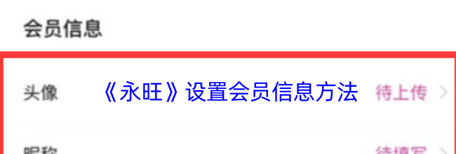 《永旺》设置会员信息方法