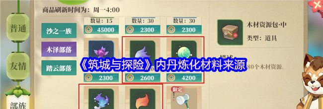 《筑城与探险》内丹炼化材料来源